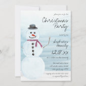 Invitation Joli Noël bleu Snowman (Devant)