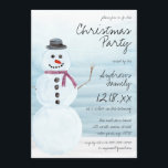 Invitation Joli Noël bleu Snowman<br><div class="desc">Cette invitation de Noël de Noël mignonne et douce est parfaite pour l'événement d'hiver festif. Il comprend un bonhomme de neige couleur pastel glacé peint à la main et habillé d'un chapeau noir, d'un foulard rouge bordeaux, d'un charbon noir pour les yeux, la bouche et le bouton, et d'une carotte...</div>