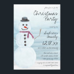 Invitation Joli Noël bleu Snowman<br><div class="desc">Cette invitation de Noël de Noël mignonne et douce est parfaite pour l'événement d'hiver festif. Il comprend un bonhomme de neige couleur pastel glacé peint à la main et habillé d'un chapeau noir, d'un foulard rouge bordeaux, d'un charbon noir pour les yeux, la bouche et le bouton, et d'une carotte...</div>