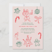 Invitation Joli Noël Doodles Fêtes Fête (Devant)