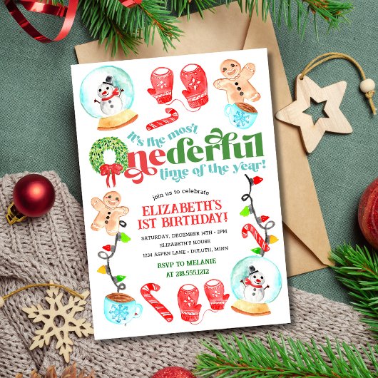 Invitation Joli Noël Merveilleux Premier Anniversaire