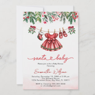 Invitation Joli Noël Père Noël bébé Baby shower de vêtements