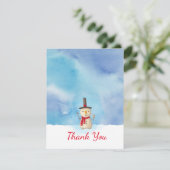 Invitation Joli Noël Snowman brandissant du Merci (Debout devant)