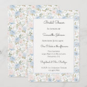 Invitation Joli Nœud dans Fleurs de Teinte Bleue Mariage (Devant / Derrière)