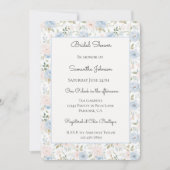 Invitation Joli Nœud dans Fleurs de Teinte Bleue Mariage (Devant)