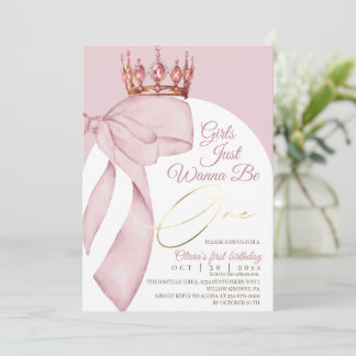 Invitation Joli Nœud Rose 1er Anniversaire 