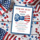 Invitation Joli Nœud Rouge, Blanc Et Bleu 4 Juillet