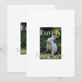 Invitation Joli nom de photo de lapin de compagnie vert paste (Devant / Derrière)