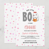 Invitation Joli Notre Petit Boo Rose Anniversaire (Devant / Derrière)