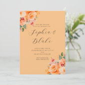 Invitation Joli Orange Floral Élégant Mariage orange (Debout devant)