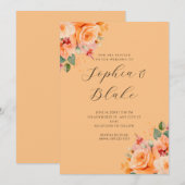 Invitation Joli Orange Floral Élégant Mariage orange (Devant / Derrière)