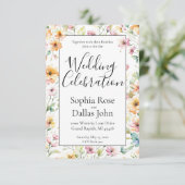 Invitation Joli orange rose Fleur sauvage mariage (Debout devant)