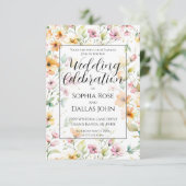 Invitation Joli orange rose Fleur sauvage mariage (Debout devant)