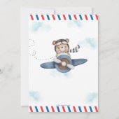 Invitation Joli Ours Avion Bleu Le Temps Passe Un 1er Anniver (Dos)