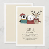 Invitation Joli ours d'hiver. Onederland animal de premier an (Devant / Derrière)