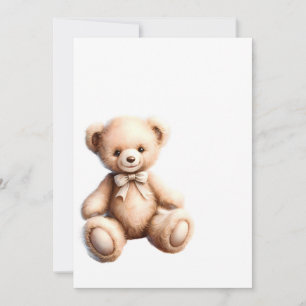 Invitation Joli ours en peluche avec noeud - Douce peluche
