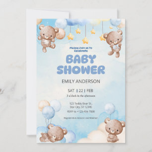 Invitation Joli Ours en Peluche Brille Petite Étoile