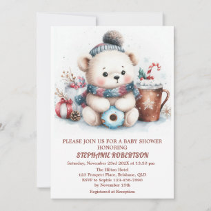 Invitation Joli ours en peluche sur le thème de l'hiver, café