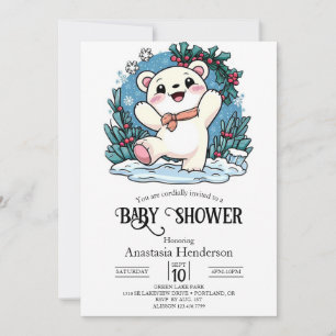 Invitation Joli Ours polaire glace Baby shower numérique