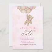 Invitation Joli Ours Rose Enregistrer la Date (Devant)