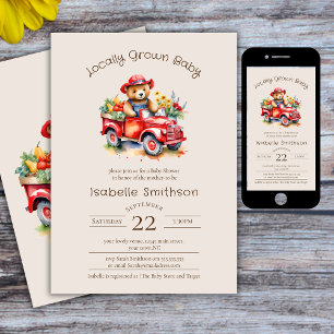 Invitation Joli Ourson Fait Localement Baby Shower Pickup Rou