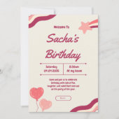 Invitation joli pailleté rose fille anniversaire (Devant)