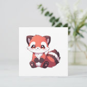 Invitation  joli panda roux (Debout devant)