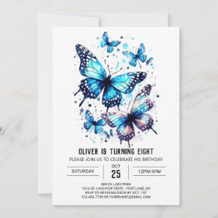 Invitation Joli papillon élégant Boy Anniversaire