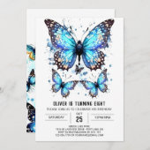 Invitation Joli papillon élégant Boy Anniversaire (Devant / Derrière)