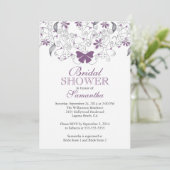 Invitation Joli papillon pourpre Fête des mariées florale (Debout devant)