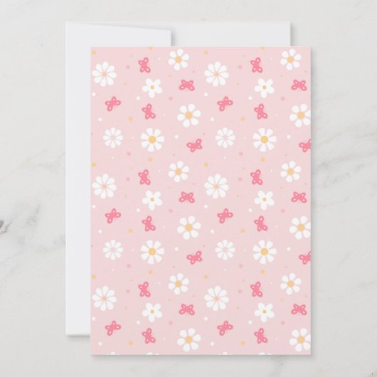 Invitation Joli papillon rose florale fille 1er anniversaire (Dos)