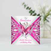 Invitation Joli papillon rose Tiara Quinceanera 15ème parti (Debout devant)
