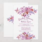 Invitation Joli papillon violet Fête des mariées florale (Devant / Derrière)
