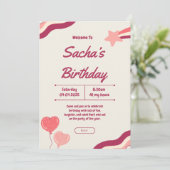 Invitation joli parties scintillant rose girly anniversaire (Debout devant)