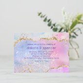 Invitation Joli Pastel Agate | Mariage d'aquarelle arc-en-cie (Debout devant)