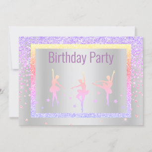 Invitation Joli Pastel Ballerina Étincelle Enfants Anniversai