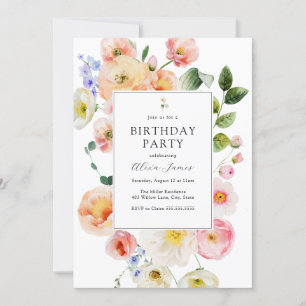Invitation Joli Pastel Floral Anniversaire