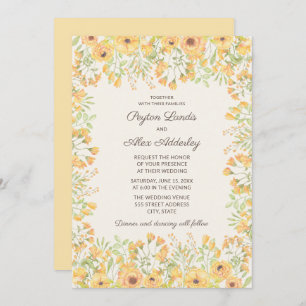Invitation Joli Pastel Jaune Aquarelle Mariage