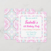 Invitation Joli Pastel rose délicieuse Vert fille Anniversair (Devant / Derrière)