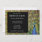 Invitation Joli Peacock Exotique Photo Anniversaire (Devant)