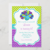 Invitation Joli Peacock vert et violet Anniversaire (Devant)