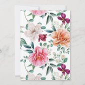 Invitation Joli Peonies Aquarelle Mariage Floral (Dos)