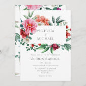 Invitation Joli Peonies Aquarelle Mariage Floral (Devant / Derrière)