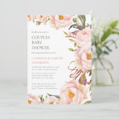 Invitation Joli Peony Garden Flowers Baby shower Couples (Debout devant)