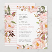 Invitation Joli Peony Garden Flowers Baby shower Couples (Devant / Derrière)