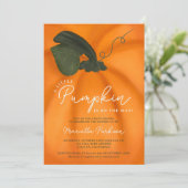 Invitation Joli petit baby shower citrouille orange (Debout devant)