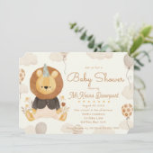 Invitation Joli petit Baby shower de garçon Lion (Debout devant)