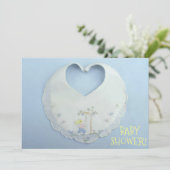 Invitation Joli petit baby shower en forme de coeur invitatio (Debout devant)