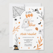 Invitation Joli petit baby shower orange Boo Halloween (Devant)