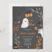 Invitation Joli petit baby shower orange Boo Halloween (Devant)